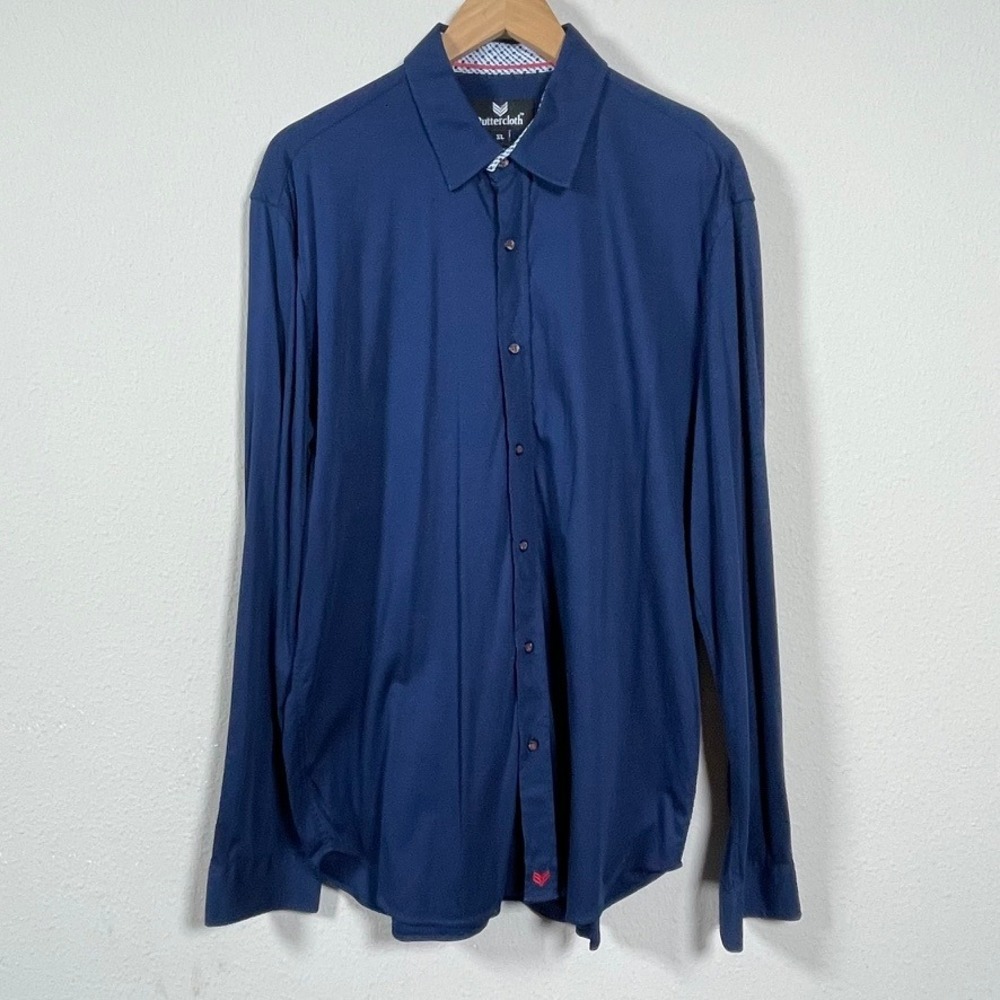 Buttercloth‎ Long Sleeve Shirt Mens XL Blue Cotton Soft Button Up Shark Tank